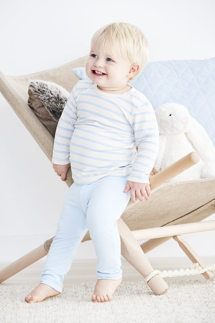 Boody Organic Bamboo Eco Wear - Baby Stripe Long Sleeve Top Chalk Sky
