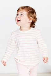 Boody Organic Bamboo Eco Wear - Baby Stripe Long Sleeve Top Chalk Rose