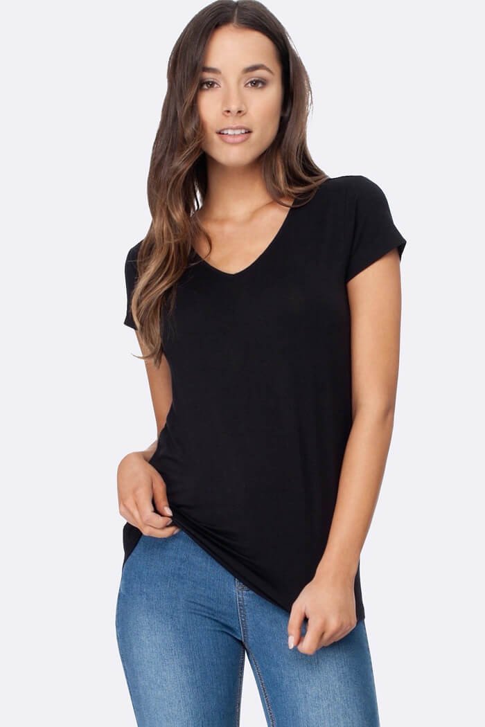 Women's V-Neck T-Shirt Black - Boody Organic Bamboo Eco Wear
